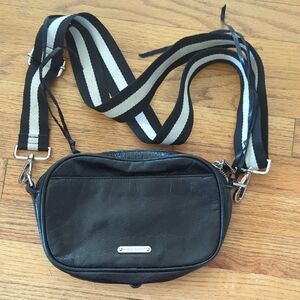 Rebecca Minkoff Black Belt Bag with Striped Strap